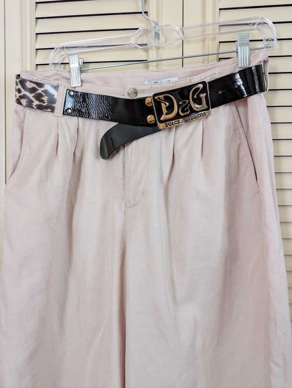 D&G Black Leather Belt with Black and Gold Logo Buckle